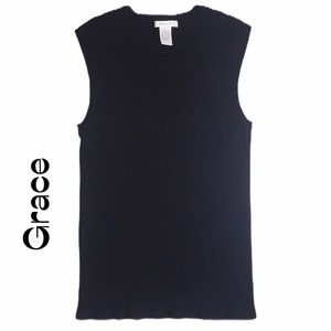 Dark Navy Blue Stretch Knit Ribbed Tank Size XL